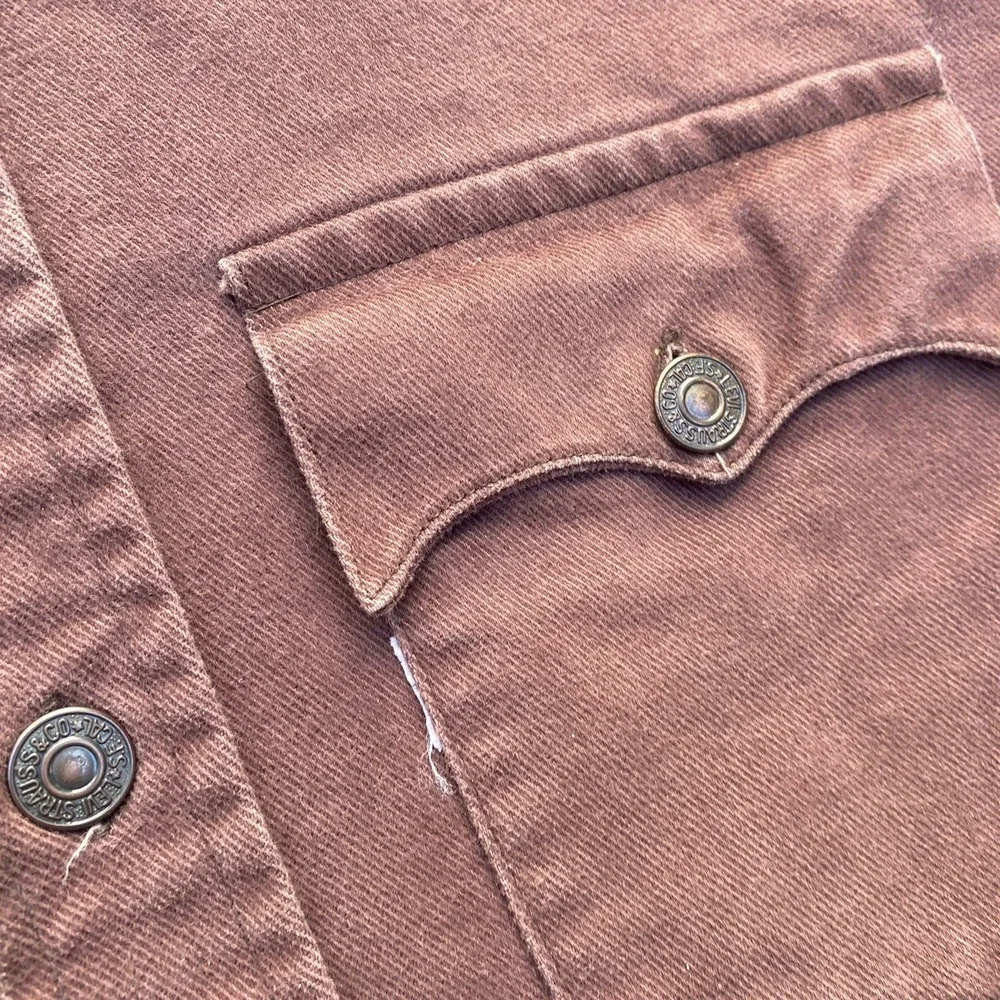 Vintage Levi's 70s Shirt-Jacket Medium Brown Cotton Twill Moleskin - Picture 4 of 9